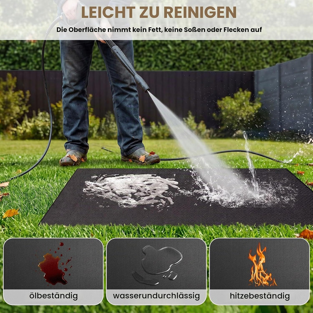 Grillmatte Bodenschutz, 102x152cm Feuerfeste Unterlage 3 Schicht Feuerschutzmatte Bodenschutzmatte,