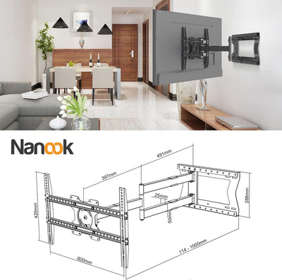 Nanook 2100 Langarm-TV-Wandhalterung für 42-75-Zoll-Fernseher, Extra langer Auszug bis zu 100 cm, St