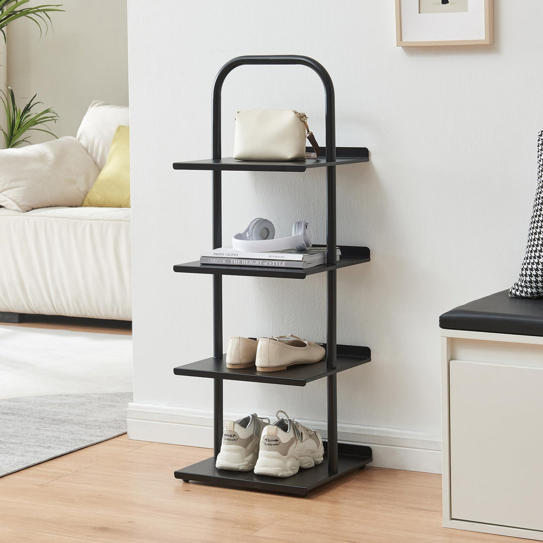 [en.casa] Schuhregal schmal Poytya mit 4 Ebenen Metall 96 x 34 x 32 cm Schuhständer für 4 Paare Schu