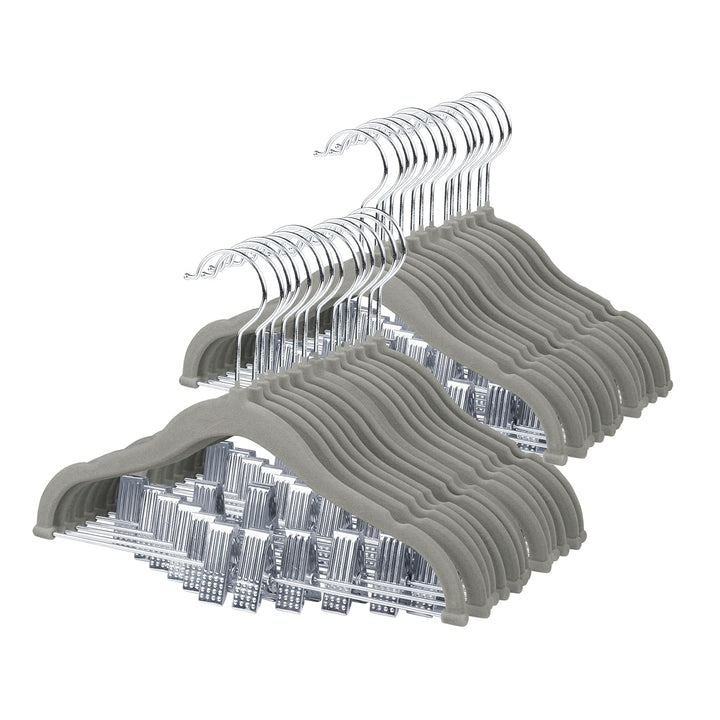 ManGotree Kinder-Rockbügel, 28 Pack Baby-Samtbügel mit beweglichen Clips, rutschfeste Hosenbügel, 30
