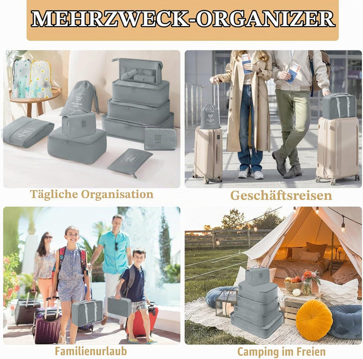 13 Stück Koffer Organizer Set, Packing Cubes, Wasserdichte Kofferorganizer für Urlaub und Reisen, Tr