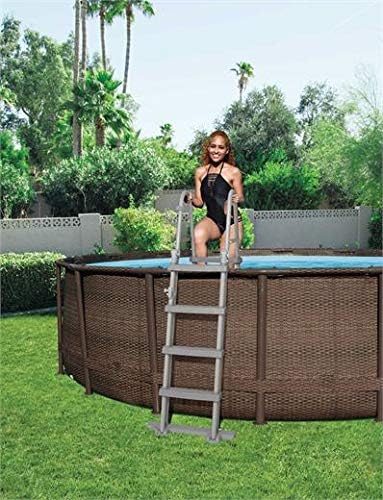 Bestway Flowclear Sicherheitsleiter, Poolleiter mit Kindersicherung durch hochklappbaren Einstieg, 1