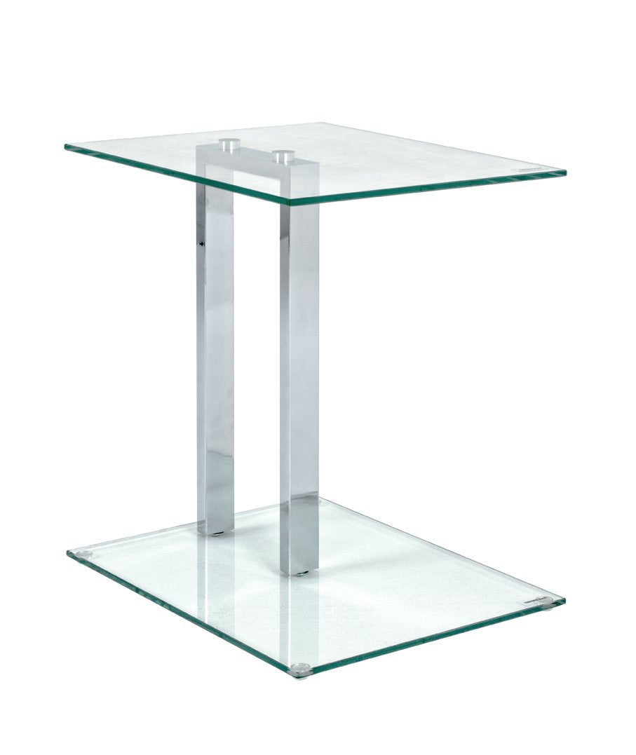 HAKU Beistelltisch Chrom, Metall, Sicherheitsglas 8 mm - Masse: B 45 cm x H 50 cm x T 35 cm, Style: