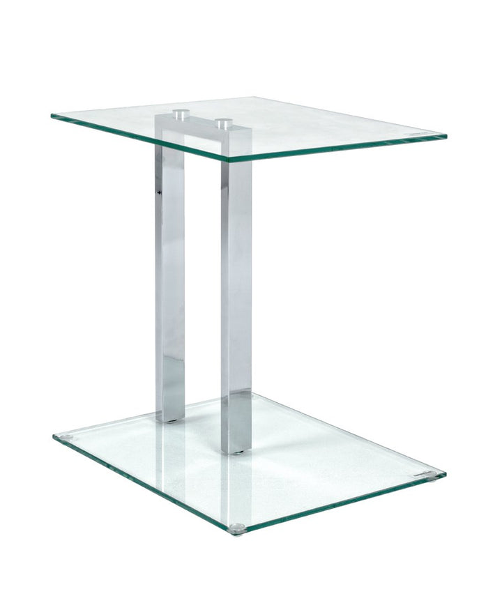 HAKU Beistelltisch Chrom, Metall, Sicherheitsglas 8 mm - Masse: B 45 cm x H 50 cm x T 35 cm, Style:
