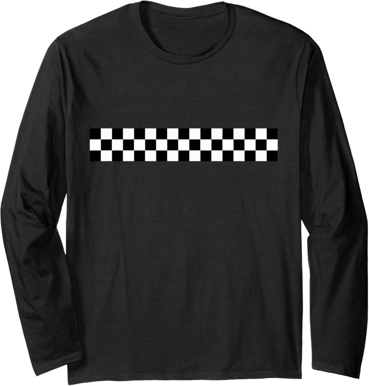 Racing Stripes Ska Music Schwarz Weiss Schachkaro Langarmshirt