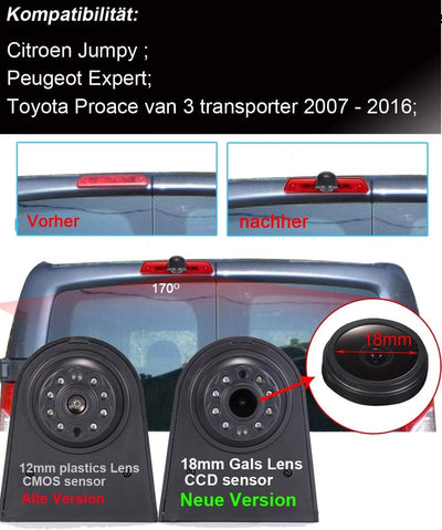 18mm Lens Auto Dach Bremslicht Rückfahrkamera Farbkamera Einparkkamera Rückfahrsystem+7" Zoll LCD Mo
