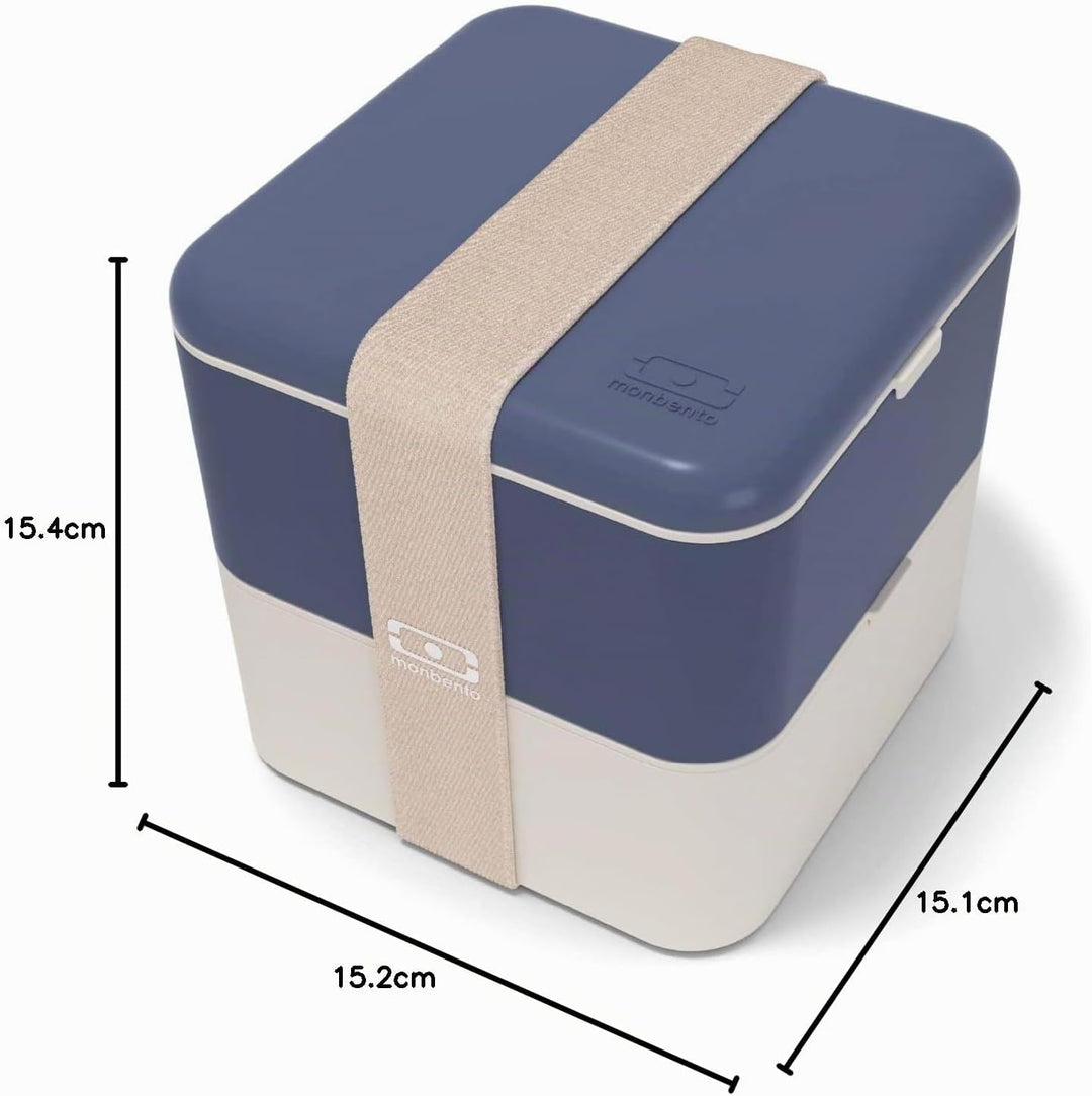 monbento - Gross Bento Box MB Square Natural mit Fächern Made in France - Auslaufsicher Lunchbox Per