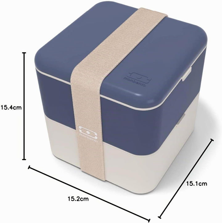 monbento - Gross Bento Box MB Square Natural mit Fächern Made in France - Auslaufsicher Lunchbox Per