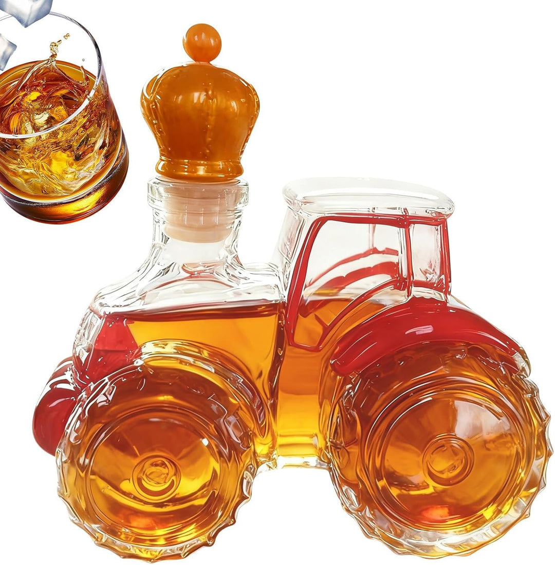 -Traktorflasche – antiker, leerer Spirituosenbehälter, Wohnakzent, Gläser-Dekantergefäss-Set mit Fah