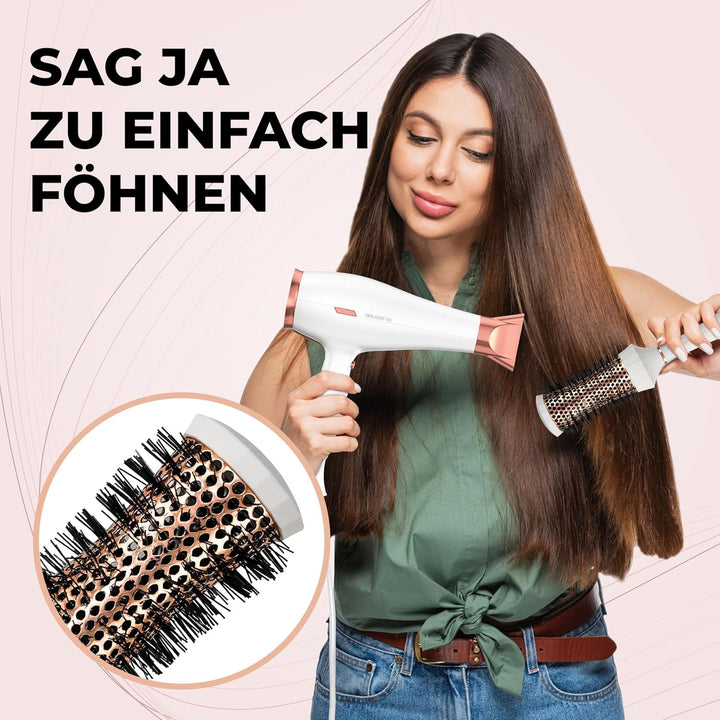 Lily England Runde Haarbürste Set, 4 Stück Professional Blow Dry Kit mit 3 runden Bürsten und Kamm f