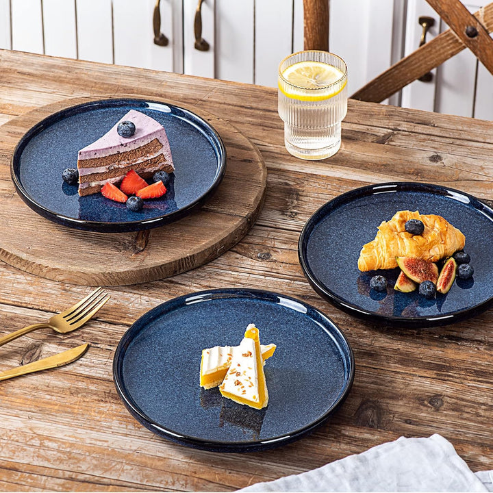 vicrays Keramik-Salatteller-Set – Porzellan, 20,3 cm, flacher Dessertteller für Mittagessen, Zuhause