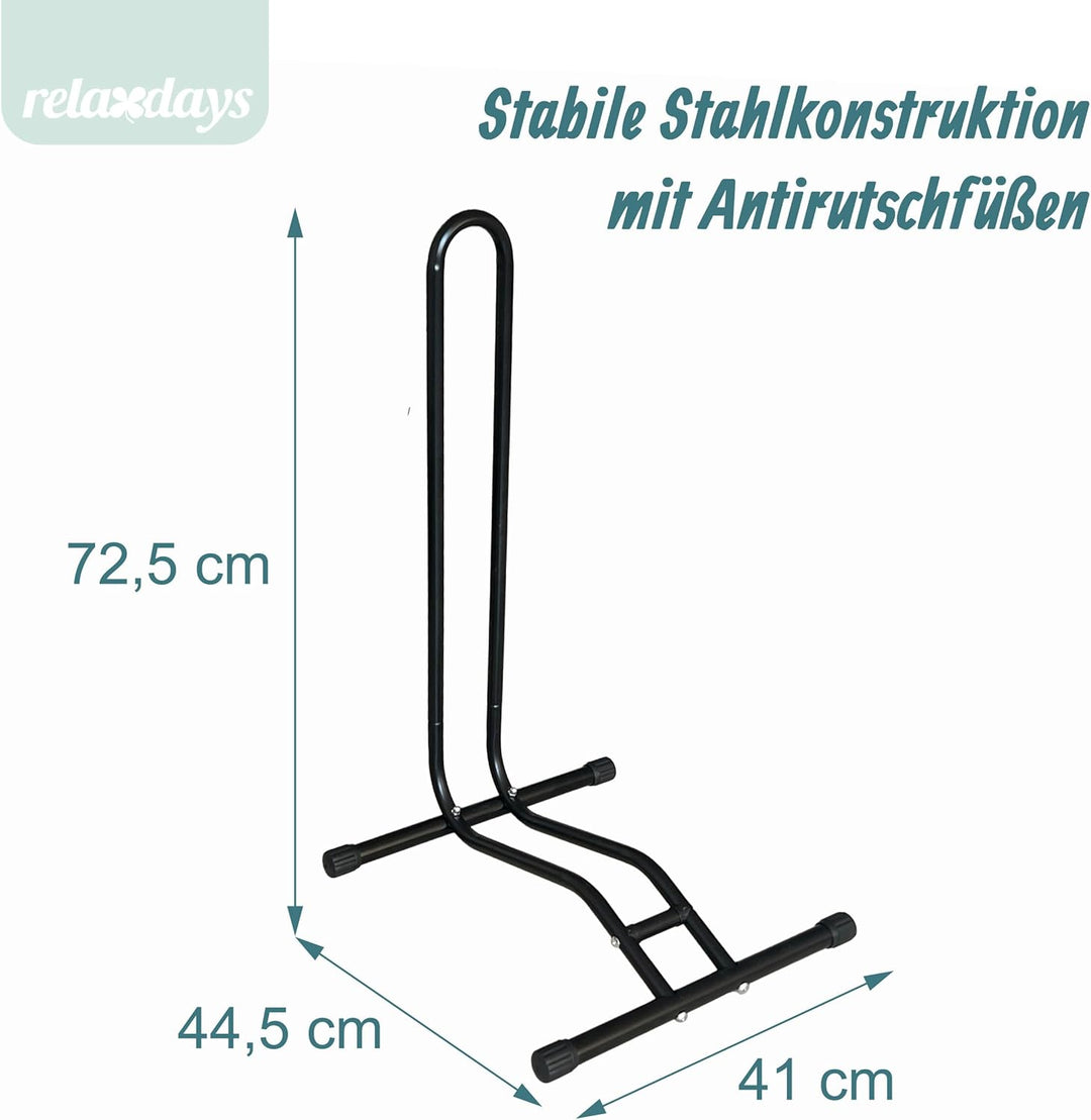 Relaxdays Fahrradständer, 29 Zoll, Reifenbreite bis 6,5 cm, Vorder- &amp; Hinterrad, Boden, 1 Fahrrad, R