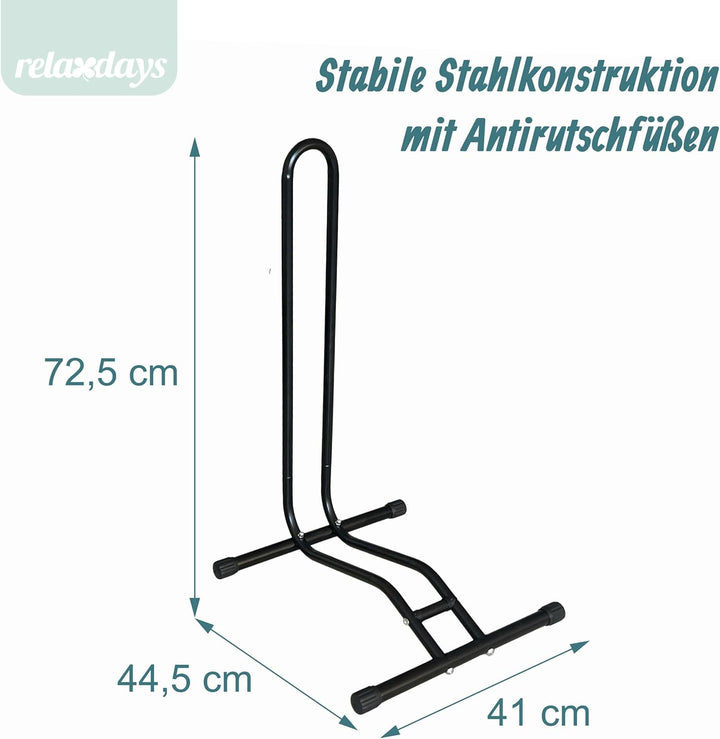 Relaxdays Fahrradständer, 29 Zoll, Reifenbreite bis 6,5 cm, Vorder- &amp; Hinterrad, Boden, 1 Fahrrad, R