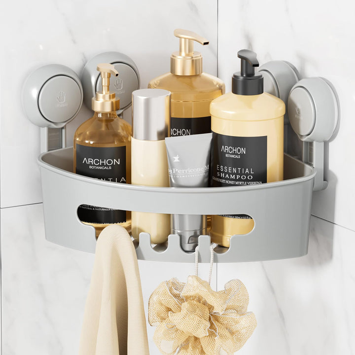 LEVERLOC Duschablage Ohne Bohren Ecke Saugnapf Dusche Organizer Grosse Kapazität Bad Organizer Ohne