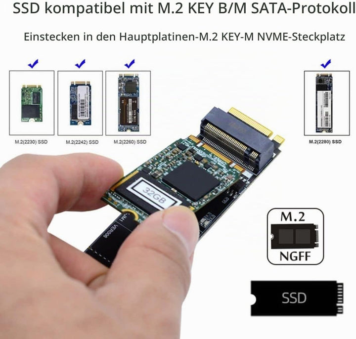 chenyang M.2 SSD SATA NGFF B+M Key auf NVME M-Key Erweiterungskarten Konverteradapter JMB582 Chipsat