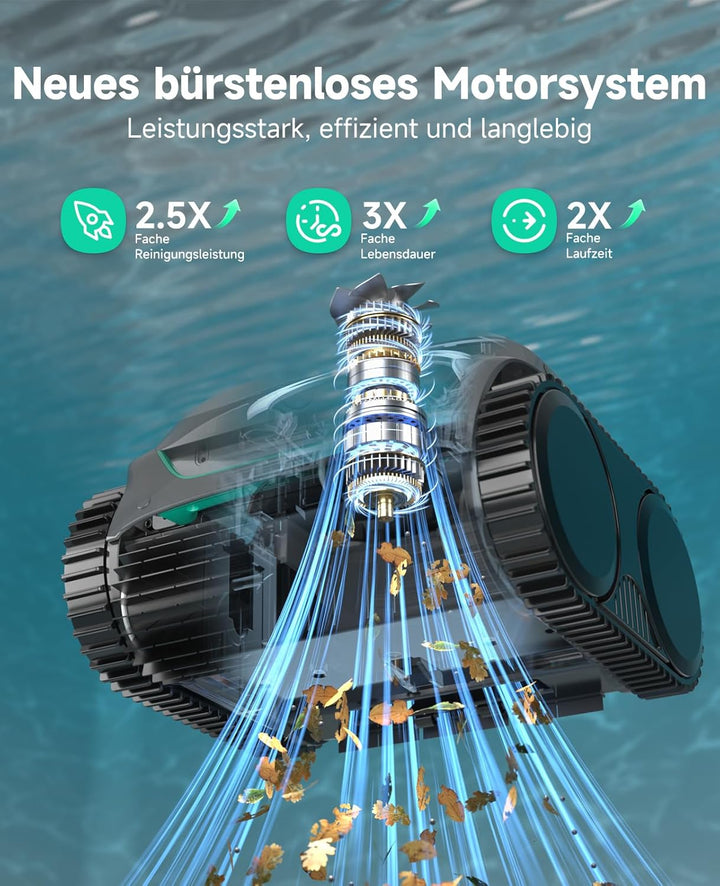 WYBOT C2 – Kabelloser Akku Poolroboter Mit 3 Motoren, Doppelfiltration, Reinigt Boden, Wand & Wasser
