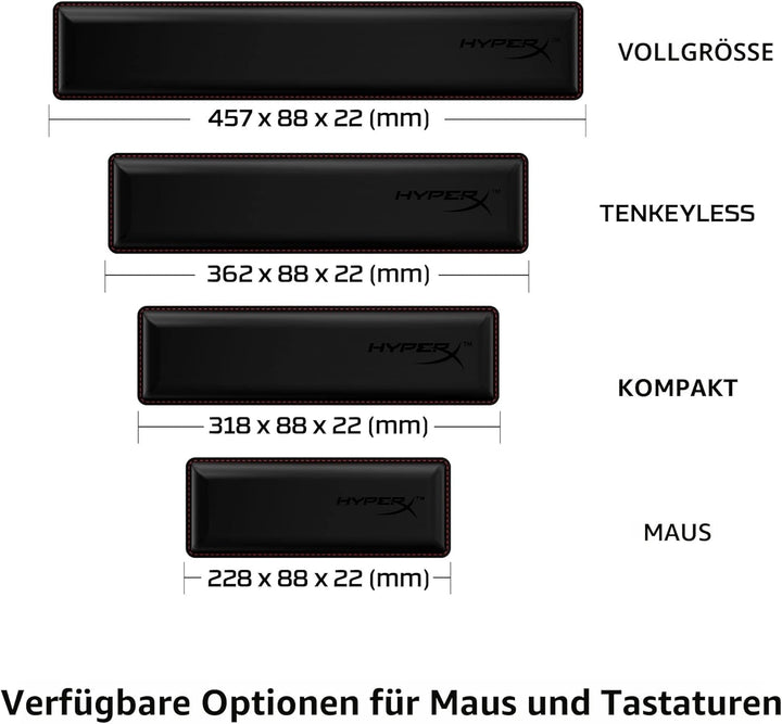 HyperX Handballenauflage – Kompakt Tastaturen- Kühlendes Gel - Memory-Schaum - rutschfest, Kompakt
