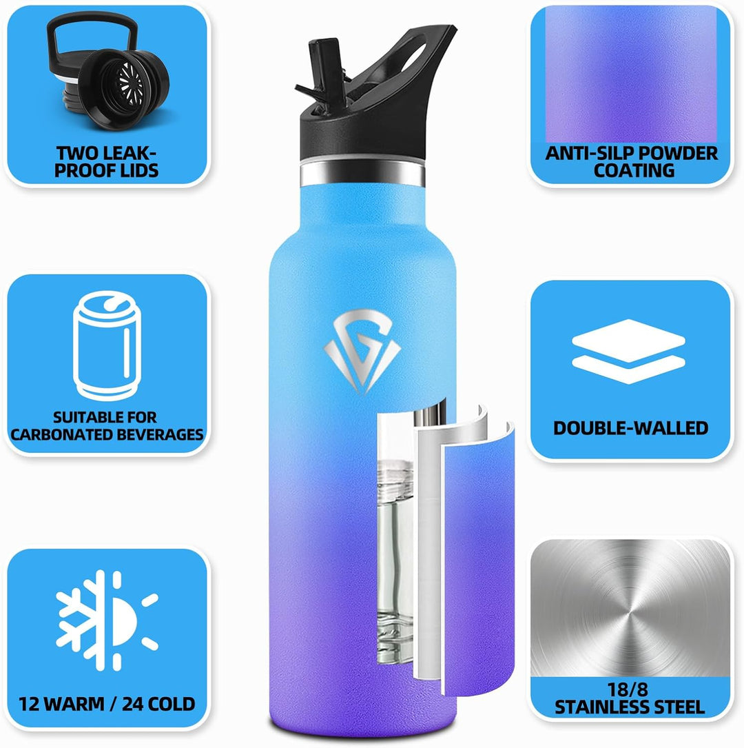 HoneyHolly Trinkflasche 750ML, BPA-Frei, Trinkflasche Edelstahl, Doppelwandig Vakuumisoliert, Wasser
