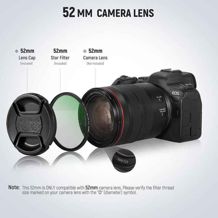 NEEWER 3 STÜCK 52mm Sternfilter, Einstellbarer Kreuzschirm Sterneffektfilter (4, 6, 8 Punkte) mit ul