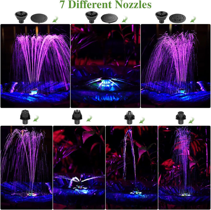 AISITIN LED Solar Springbrunnen 5,5W Buntes Solarbrunnen für aussen 2025 Upgrade,Solar Teichpumpe mi