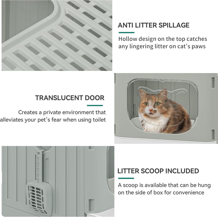 YITAHOME Katzenklo mit Deckel, grosse geschlossene Katzentoilette, haubenartiges geruchloses Anti-Sp