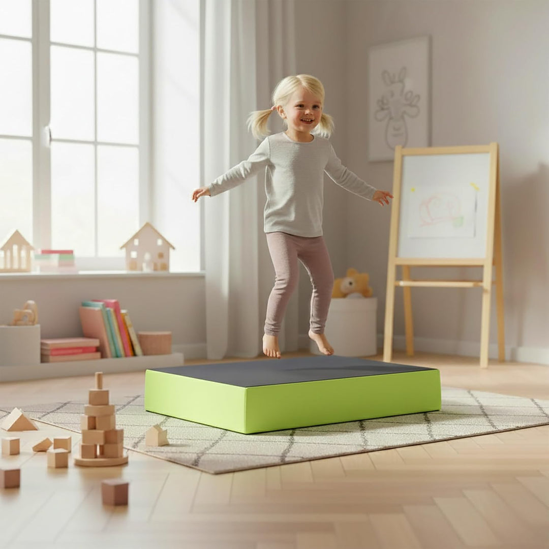 Jump Hüpfpolster 99 x 75 x 18 cm - blau oder rosa - Hüpfmatratze für Kinder ab 3 Jahre bis 40 kg - S