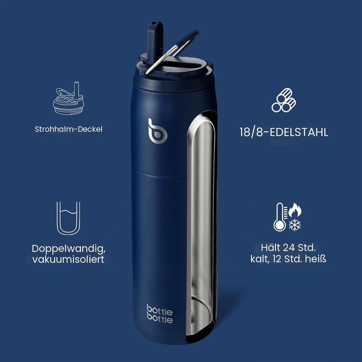 bottlebottle BOTTLE BOTTLE Isolierte Wasserflasche Edelstahl 32oz(946ml) mit Strohhalm Griff für Spo