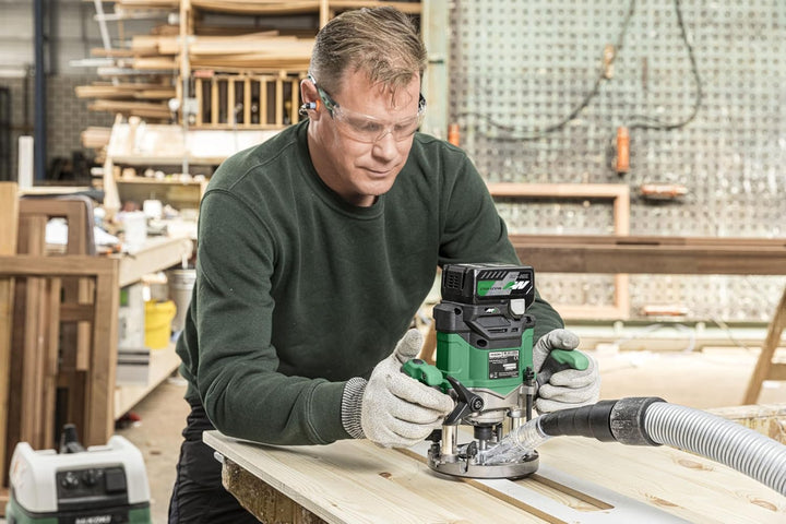 HiKOKI Akku-Oberfräse M3612DA (36V, Spannzange Ø 8/12 mm, 50 mm Hubhöhe, Brushless, Soft-touch, LED,