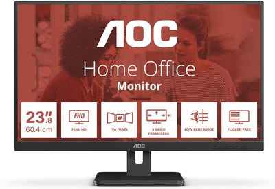 AOC 24E3UM - 24 Zoll FHD Monitor, AdaptiveSync, Laustprecher (1920x1080, 75 Hz, DisplayPort, HDMI, V