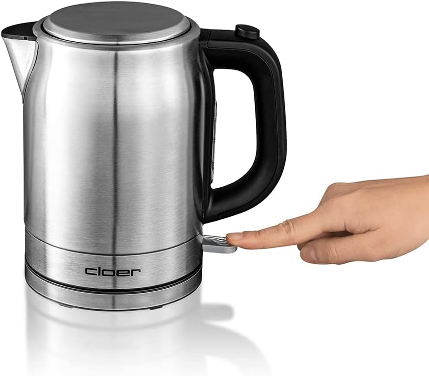 Cloer 4519 Wasserkocher Edelstahl, 2200 W, Wasserstandsanzeige, Trockengeh-und Überhitzungsschutz, 1