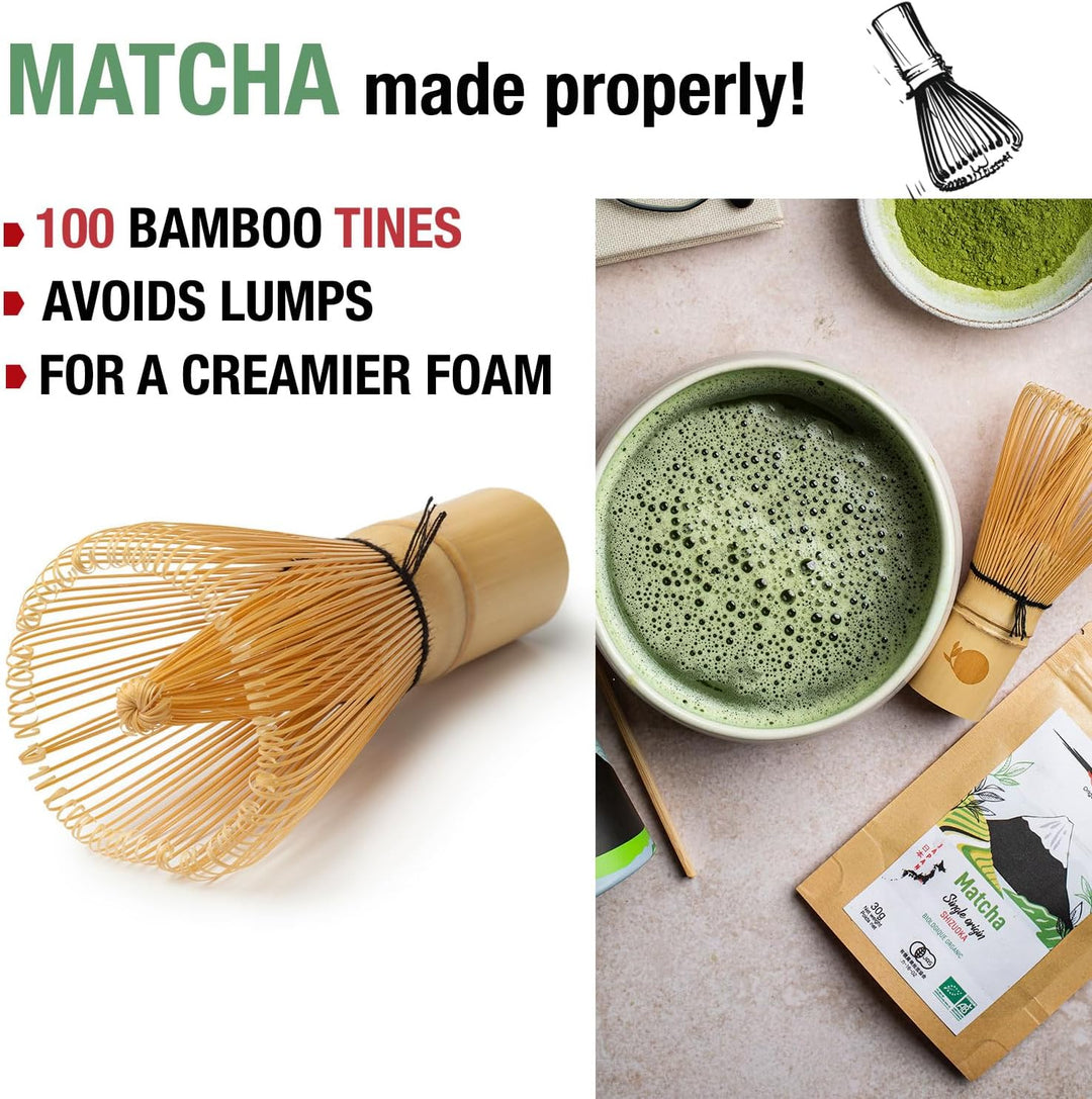 ORIGEENS MATCHA BESEN AUS BAMBUS 100 BORSTEN - Traditioneller Chasen Matchabesen für die japanische