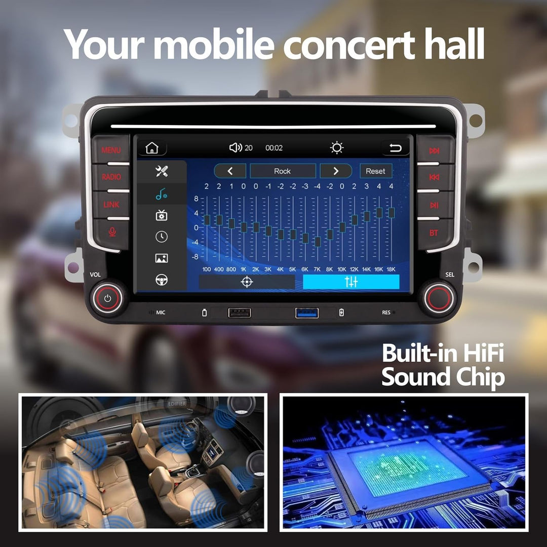 YZKONG Autoradio für VW Passat Golf MK5 Jetta Caddy EOS Tiguan mit CarPlay Android Auto, Double DIN