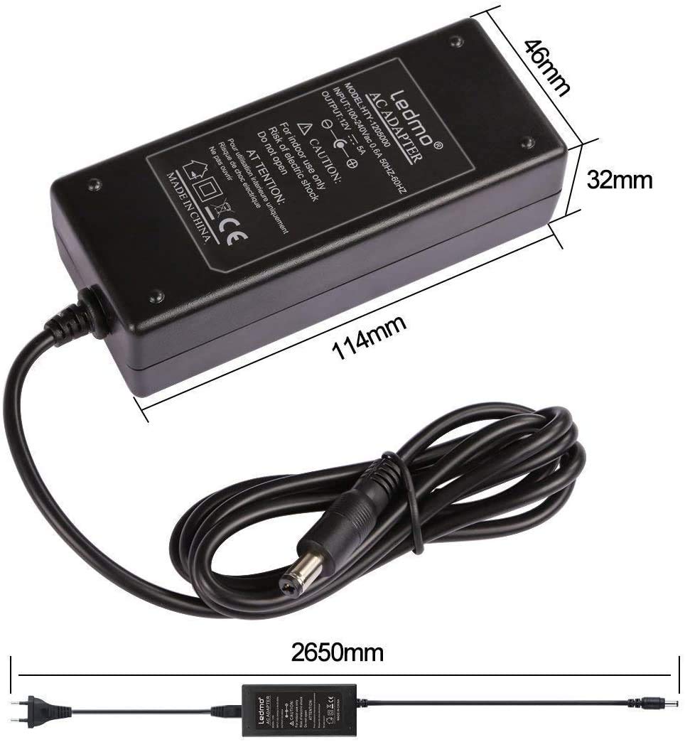 LEDMO 3 Stücke 12V 5A LED Netzteil Adapter Transformato 60w LED Trafo AC110-240V LED Netzadapter Lad