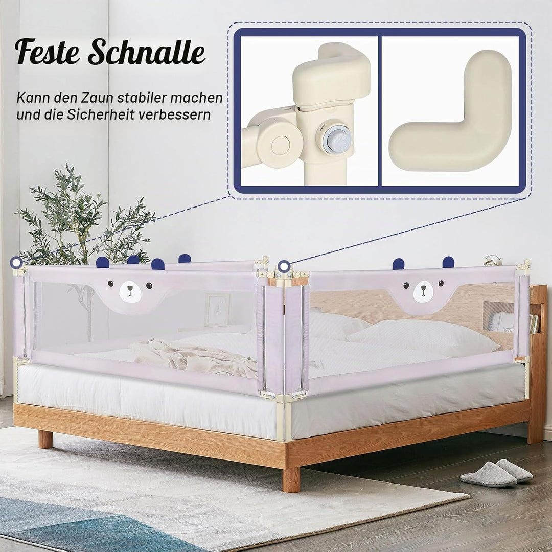 OHMG Bettgeländer,Sicherheitsgitter für Kinder,Sicherheitsgitter für Bett,höhenverstellbar,tragbar,B