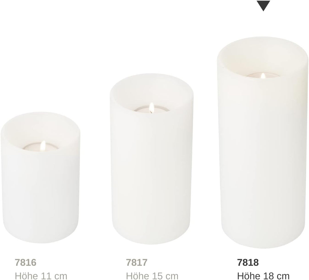 EDZARD Teelichthalter Corneliius (Ø 8 cm, H 18 cm) Teelicht tiefliegend - Kerzenständer Weiss für Te