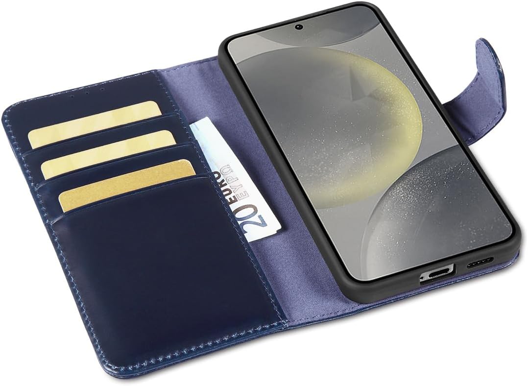 LENSUN Echtleder Hülle für Samsung Galaxy S24, Leder Handyhülle [Brieftasche][RFID Schutz][Standfunk