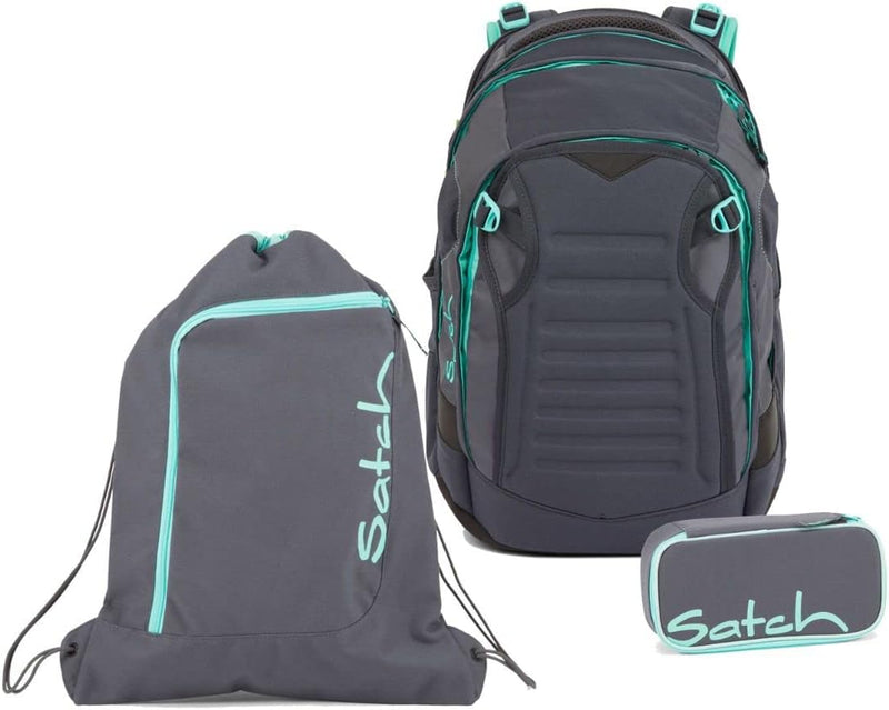 satch Match Schulrucksack Set 3tlg. inkl. Schlamperbox u. Sportbeutel Mint Phantom, Mint Phantom