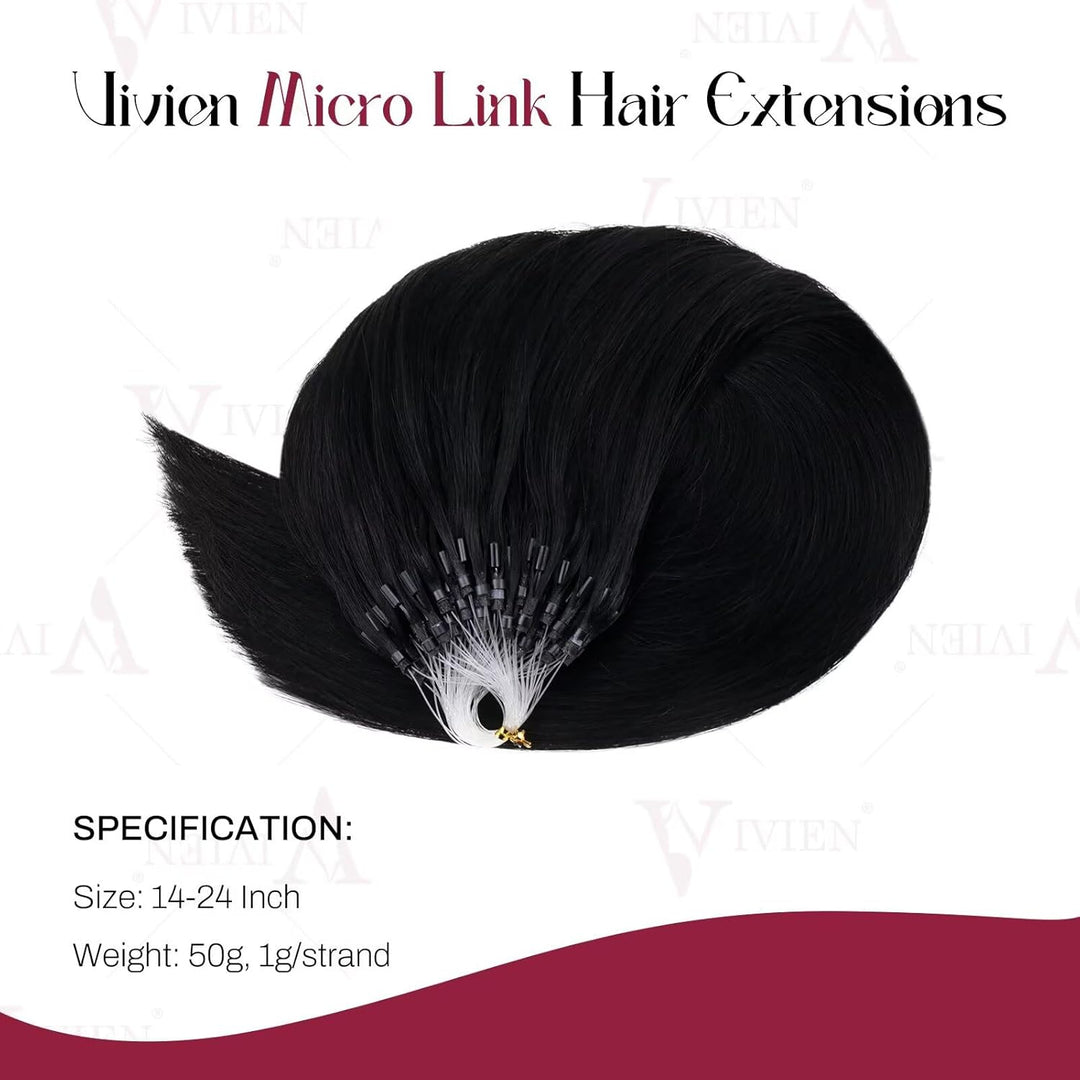 Vivien Schwarz Microring Extensions Echthaar 60 cm Natürlich Extensions Echthaar Micro Loop Tiefschw