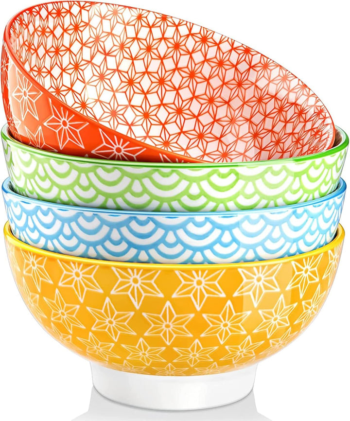 vancasso Natsuki 4-teilig Porzellan Schalen Set, Ø 15,2 cm Müslischalen, Mehrfarbig, Dessertschalen