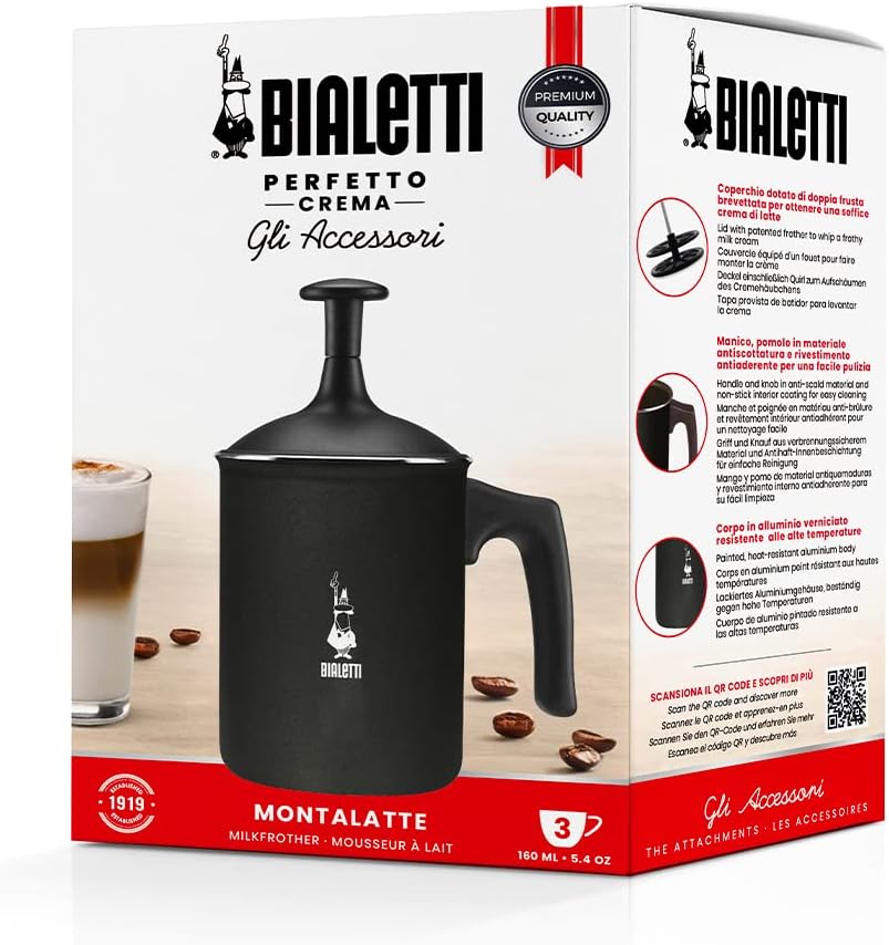Bialetti Tutto Crema, Perfect Cream, Nicht für Induktionsherde geeignet, Spülmaschinenfest, 160 ml,