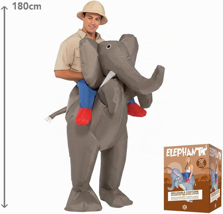 Aufblasbares Kostüm Elefant | Ausgefallenes Auflbaskostüm | Premium Qualität | Grösse Erwachsene | P