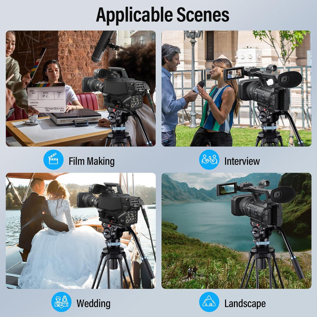 SIRUI AM-15S Aluminium Kamera Video Stativ mit Fluid-Kopf, 155cm professionelles Schwerlast Kamerast