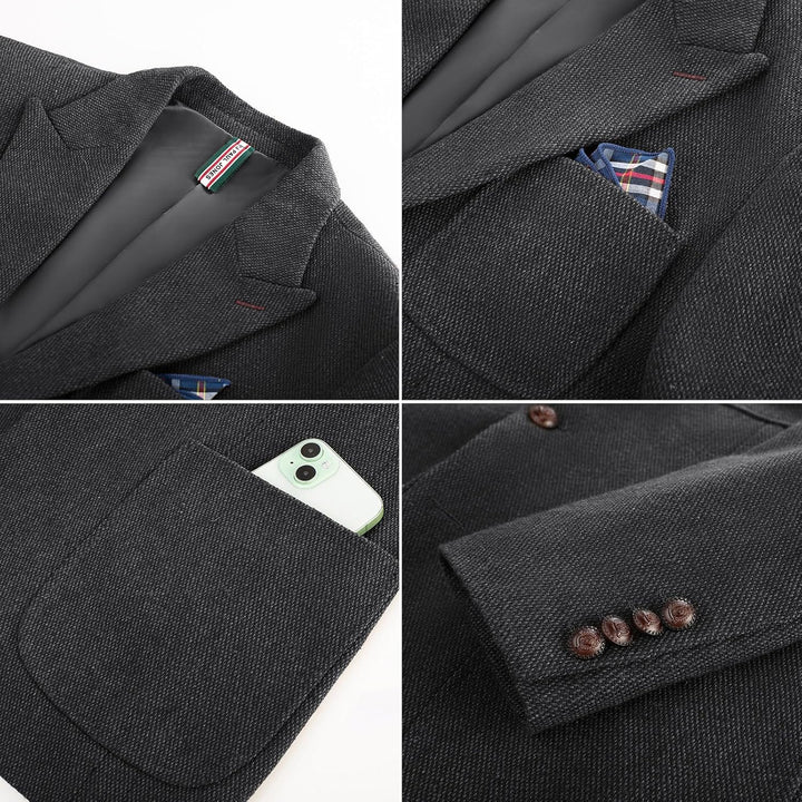PJ PAUL JONES Sakko Herren 2 Knöpfe Tweed Wolle British Blazer Regular Fit Business Anzugjacke Männe