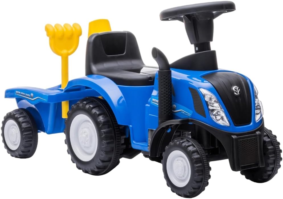 Bandits & Angels Bobbycar Rutschauto New Holland Traktor mit Anhänger ab 1 Jahr – mit funktionierend