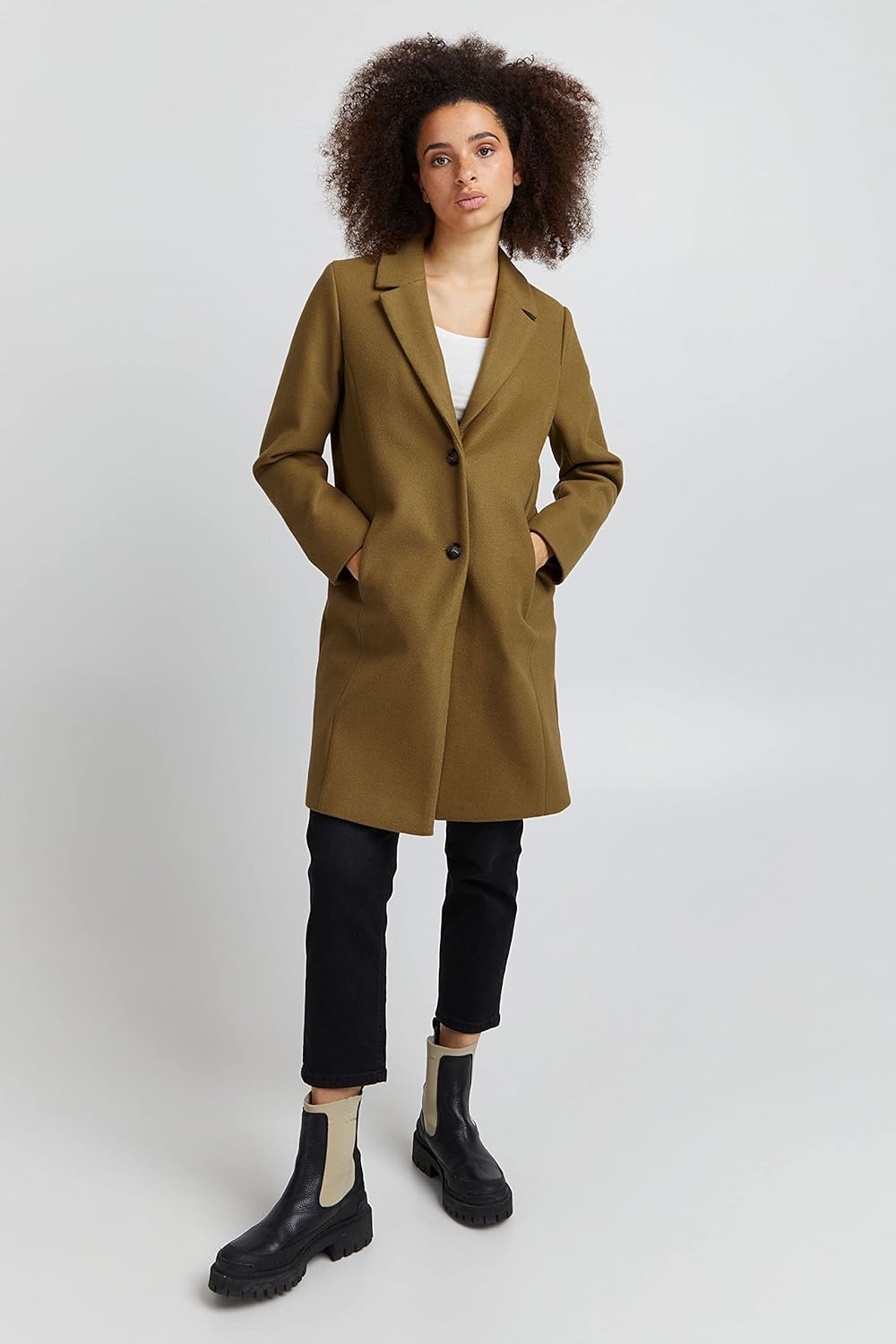 ICHI IHJANNET JA4 Damen Steppmantel Wintermantel Winterjacke Kurzmantel mit Reverskragen und Knöpfen