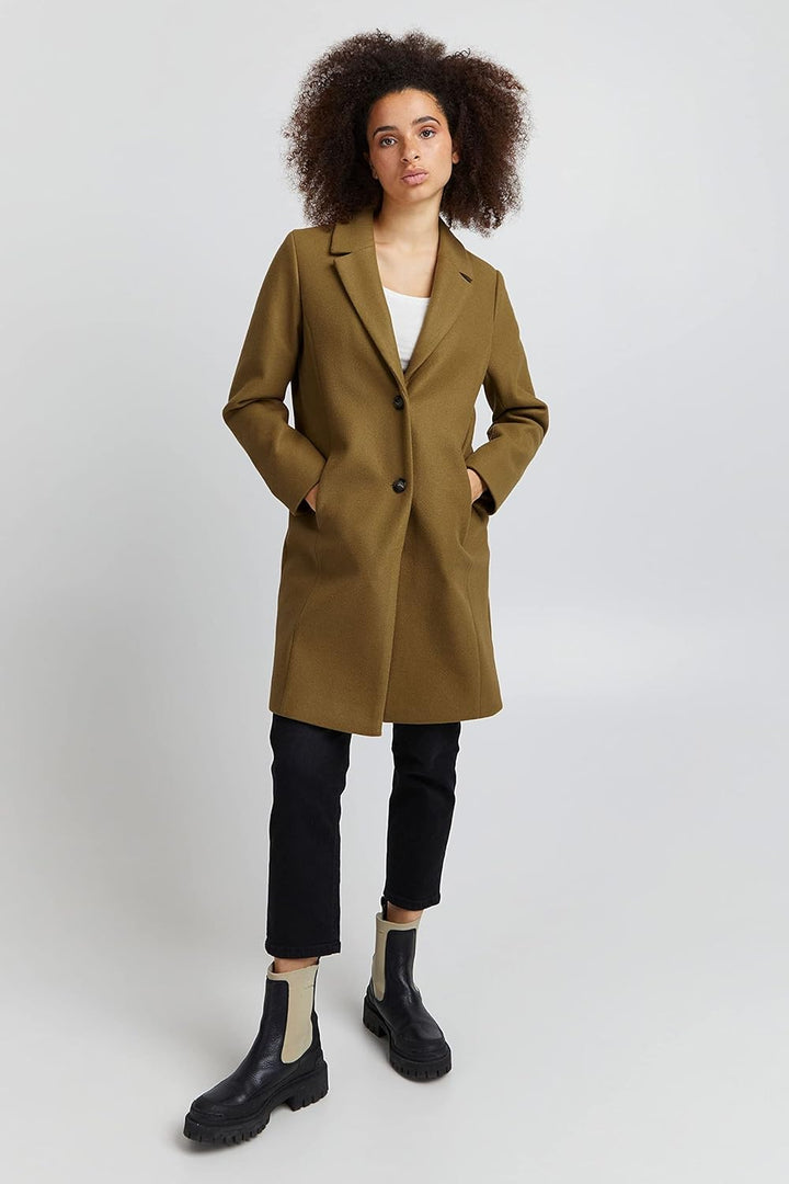 ICHI IHJANNET JA4 Damen Steppmantel Wintermantel Winterjacke Kurzmantel mit Reverskragen und Knöpfen