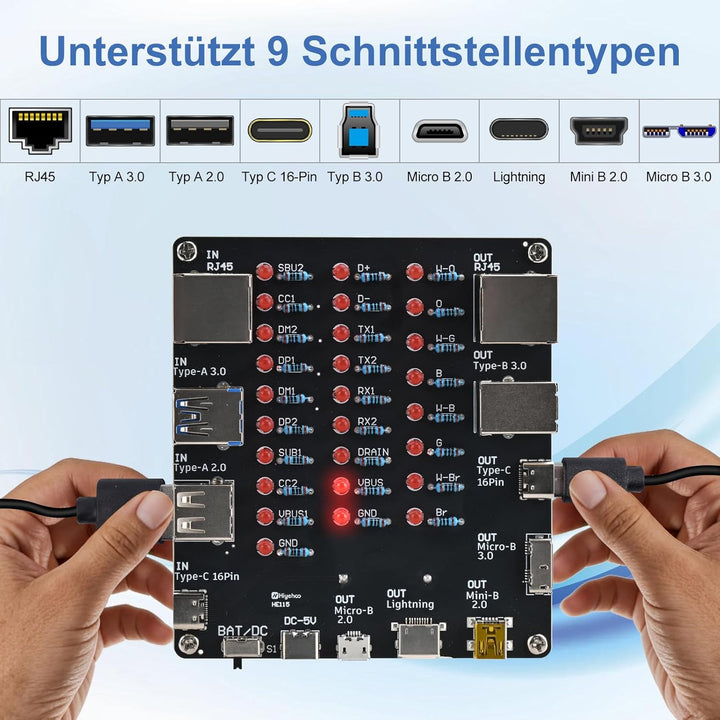 DIY USB-Kabeltester Lötprojekt-Bausatz, BANRIA 9-in-1 Universal Elektronik USB-Kabelprüfer für RJ45,
