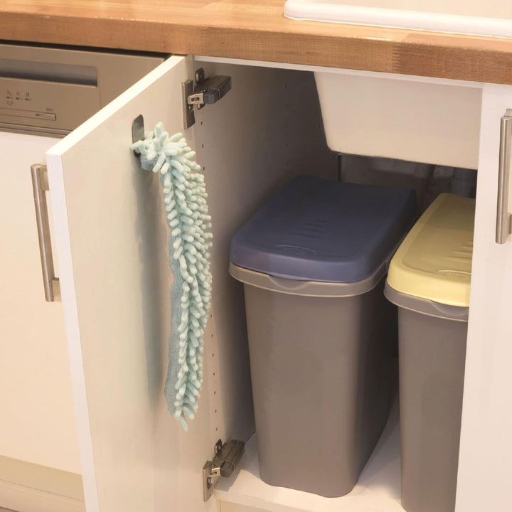 2x 15L Mülleimer Küche gelb blau, Mülleimer 2 Fächer, Mülltrennsystem, Mülltonne, Abfalleimer Küche,