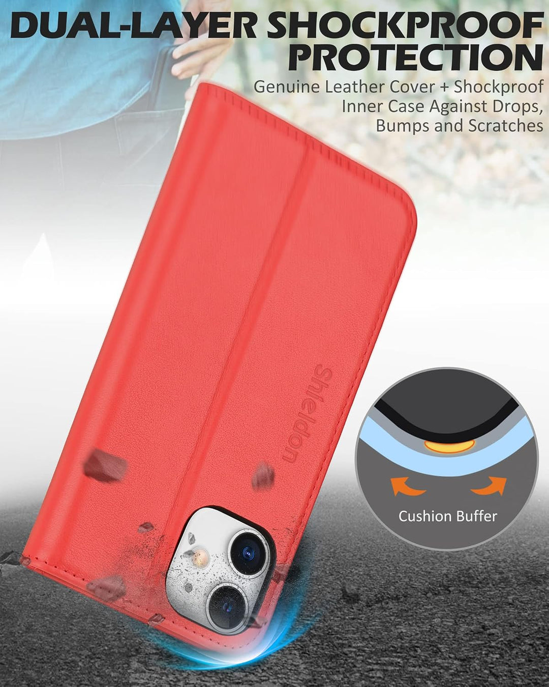 SHIELDON Hülle für iPhone 11 TPU Lederhülle [Echtes Rindsleder] [RFID-Sperre] [Lifetime Garantie], M