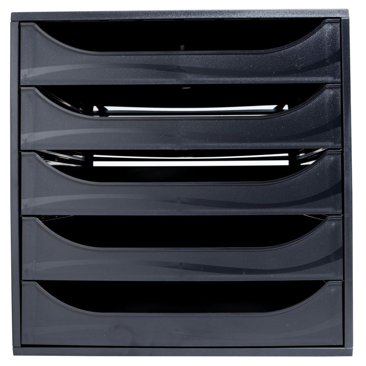 Exacompta 229014D Ablagebox EcoBlack mit 5 Schubladen für DIN A4+ Dokumente. Ecobox mit hoher Kapazi